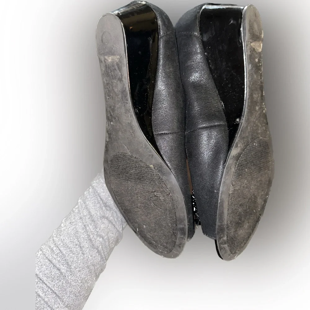 London Fog Black Embellished Demi Wedges
